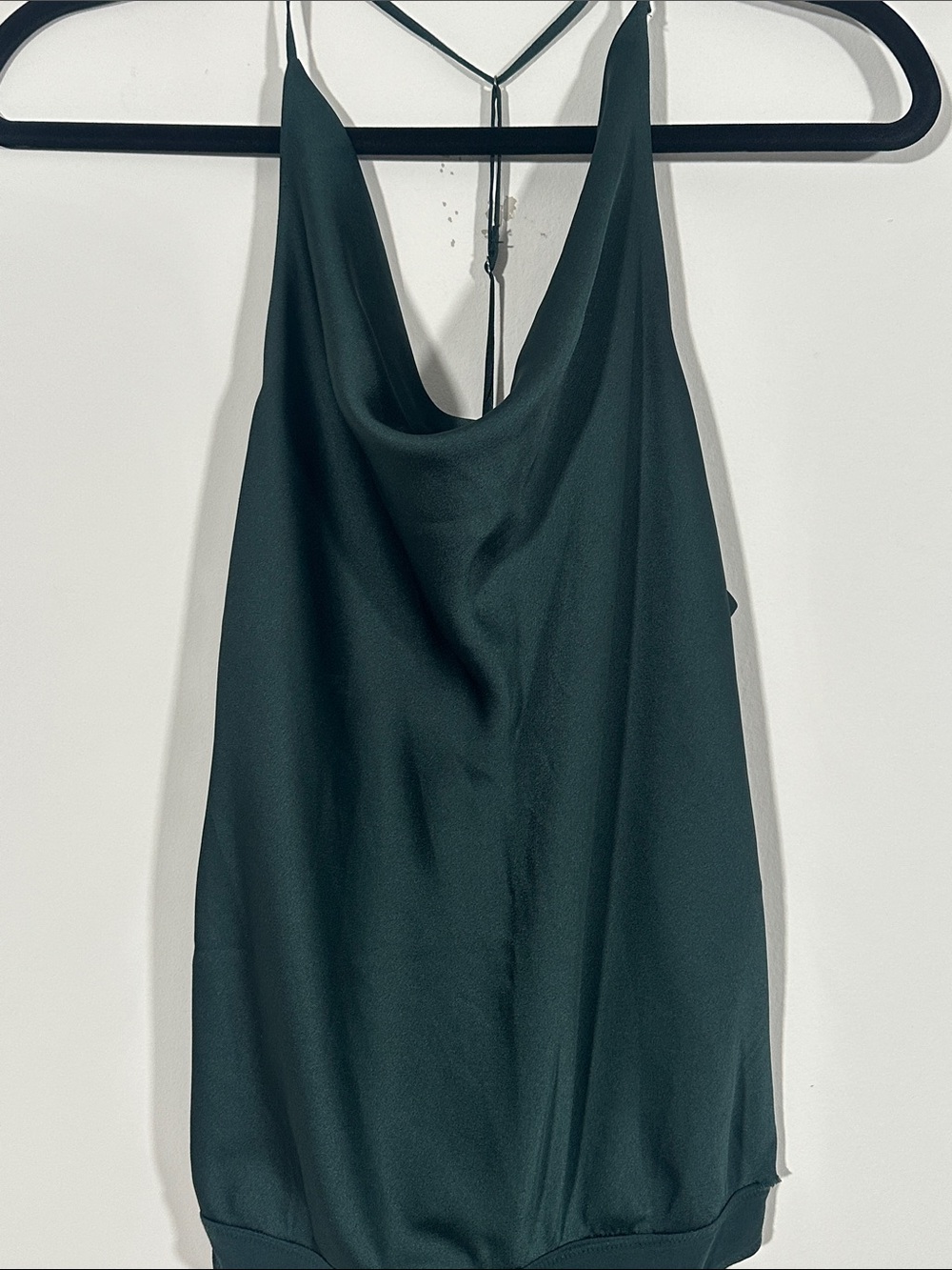 Abercrombie & Fitch Forest Green Satin Cowl Neck Bodysuit Size Small Party Top